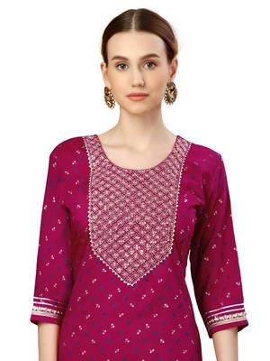 Beautiful Embroidered Rani Kurta set 3