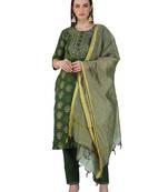 Dark Green Embroidered Kurta Set