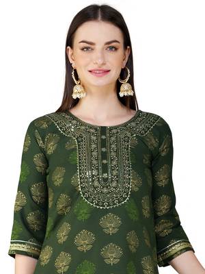 Dark Green Embroidered Kurta Set 3
