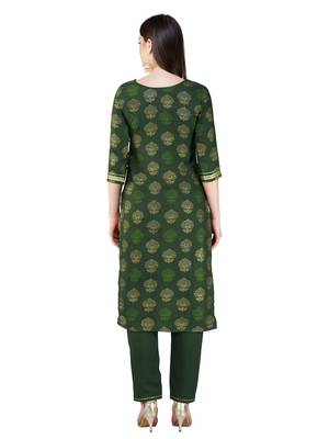 Dark Green Embroidered Kurta Set 4