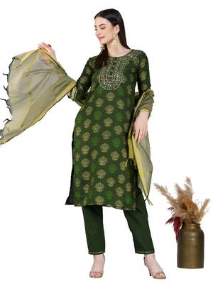 Dark Green Embroidered Kurta Set 5