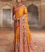 Beautiful Rang Card Dhola With Zari Banarasi Sarees