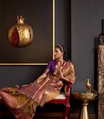 Rajtex Golden Woven Zari Silk Saree With Blouse
