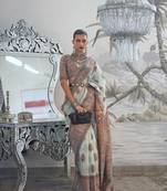 Rajtex Sky Blue Woven Zari Silk Saree With Blouse