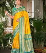 Sangam Prints Yellow Silk Woven Work Traditional Saree
