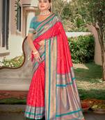 Sangam Prints Pink Silk Woven Work Traditional Saree