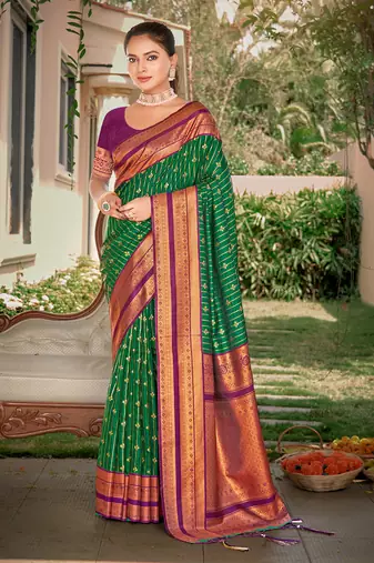 Sangam Prints Green Silk Woven Work Traditional Saree