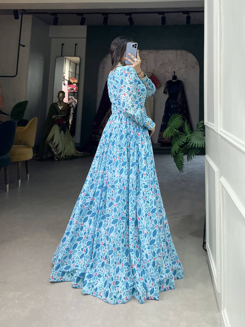 Women's Georgette With Floral Print Gown