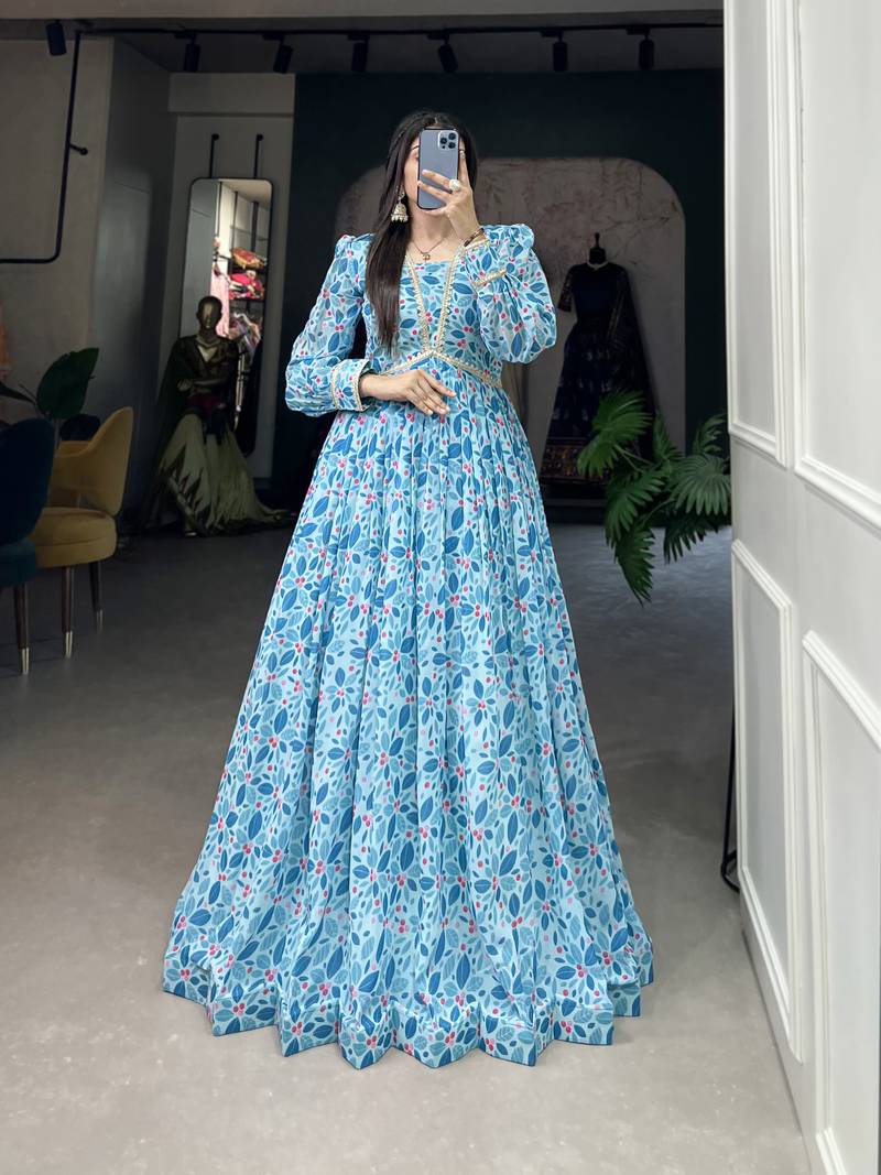 Women's Georgette With Floral Print Gown