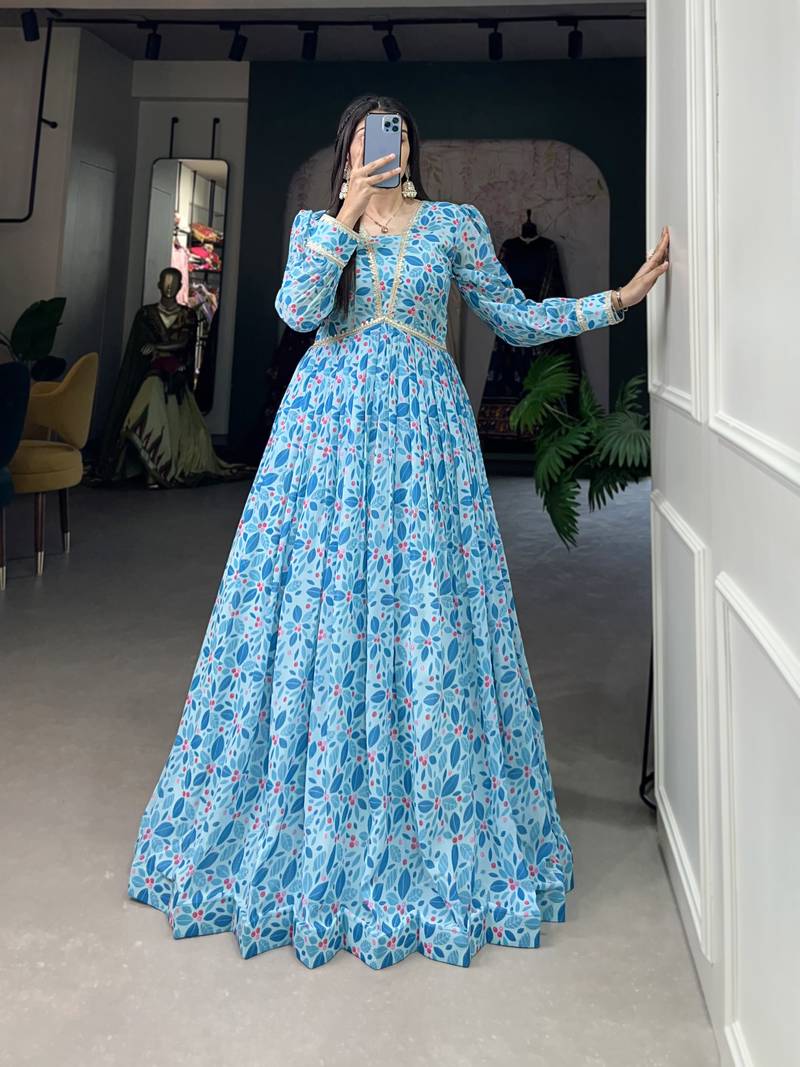Women's Georgette With Floral Print Gown