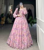 Women's Georgette With Floral Print Gown