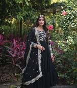Black Designer Georgette Gown-Dupatta Collection
