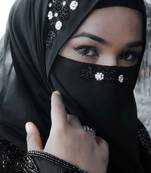Black handwork georgette islamic hijab with naqab