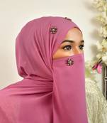 purple diamond rhinestone hijab with matching naqab and installed magnets