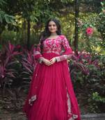 Pink Color Designer Georgette Gown-Dupatta Collection
