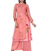 Women'S And Girls Gajri Georgette Neck Embroidered Georgette Kurta Sets