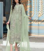 Light green heavy organza embroidery pakistani salwar suit