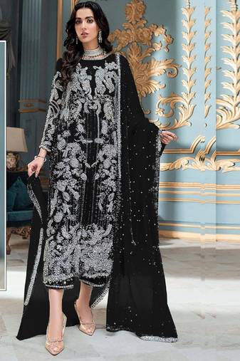 Black heavy organza embroidery pakistani salwar suit