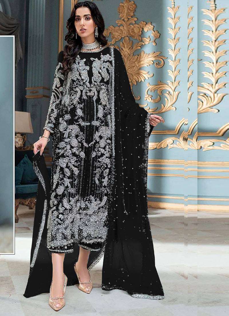 Black heavy organza embroidery pakistani salwar suit