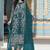 Teal heavy organza embroidery pakistani salwar suit