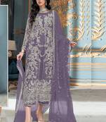 Lavender heavy organza embroidery pakistani salwar suit