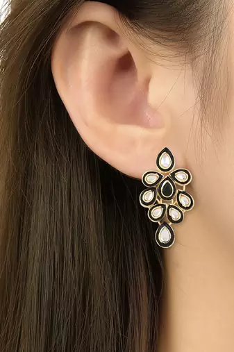 traditional meenakari handcrafted kundan necklace with dangle earrings & maang tikka jewellery set