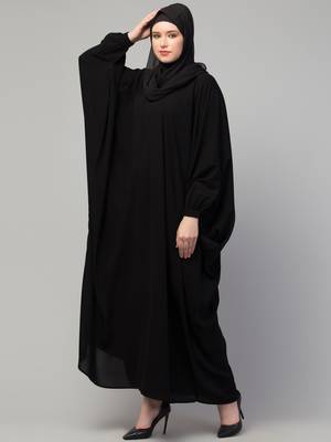 Women style Muslim traditional wear abaya Kaftan black 3