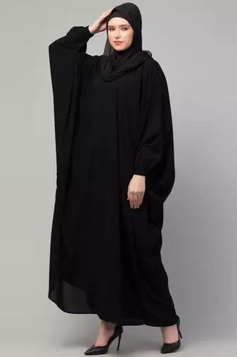 Women style Muslim traditional wear abaya Kaftan black