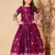 Elegant Wine Silk Anarkali Gown for Girls