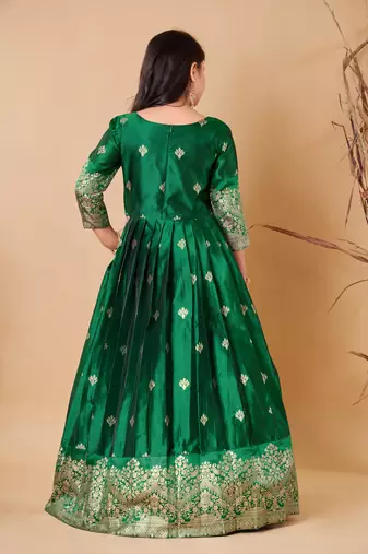 Girls Maxi Length Flared Green Dress Kids