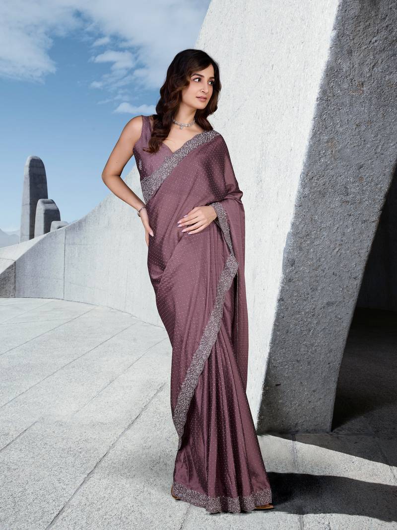 Women Saree Rangoli Sik Embroidery With swarovski Work Saree