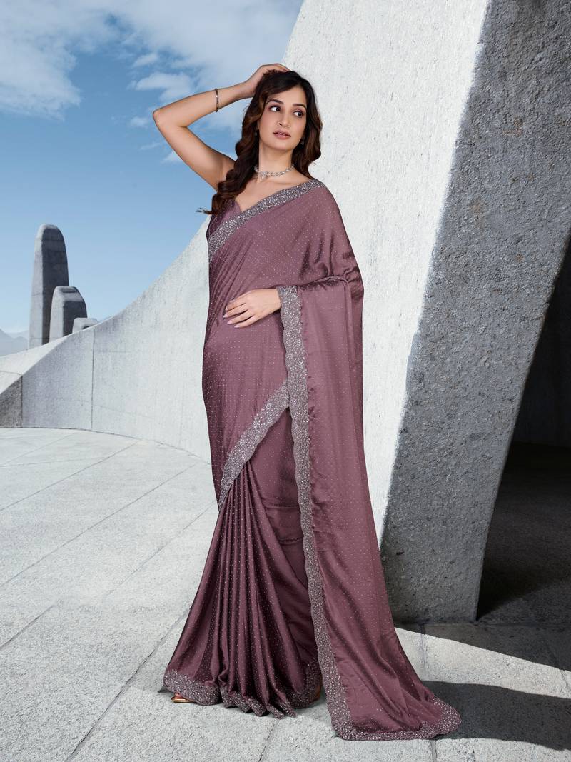 Women Saree Rangoli Sik Embroidery With swarovski Work Saree