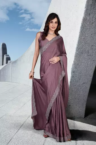 Trendmalls Women Saree Rangoli Sik Embroidery With swarovski Work Saree