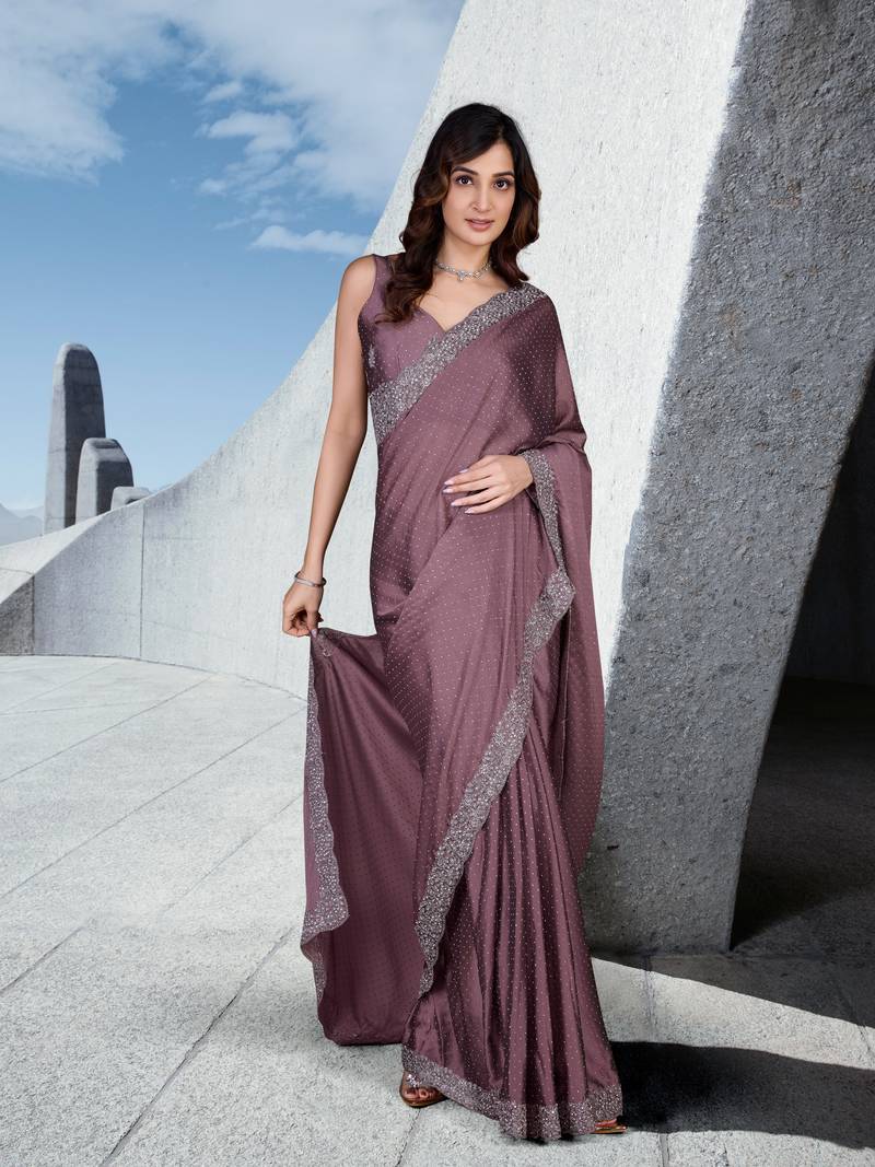 Women Saree Rangoli Sik Embroidery With swarovski Work Saree