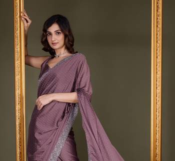 Women Saree Rangoli Sik Embroidery With swarovski Work Saree 6