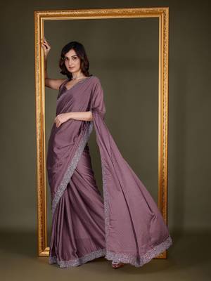 Women Saree Rangoli Sik Embroidery With swarovski Work Saree 9