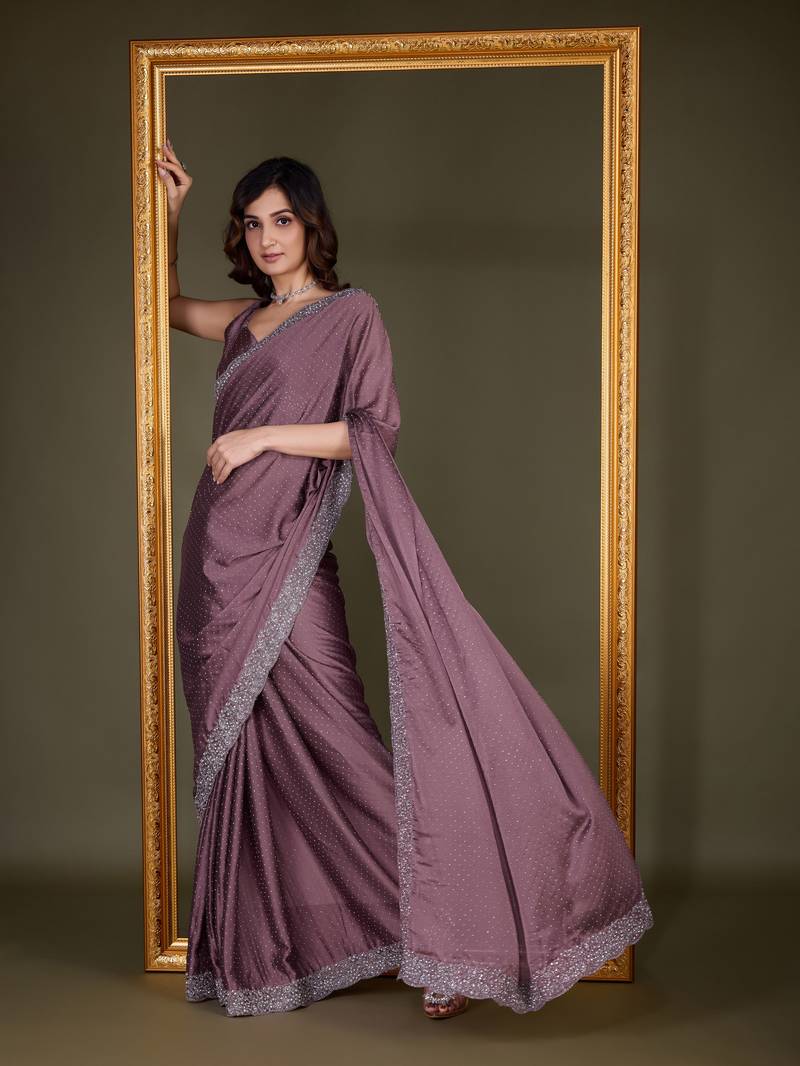 Women Saree Rangoli Sik Embroidery With swarovski Work Saree