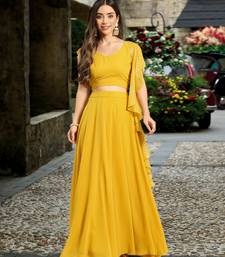 Trendmalls Yellow Semi-Stitched Crop Top Lehenga Choli with Dupatta For Women