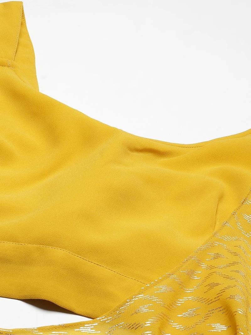 Yellow Semi-Stitched Crop Top Lehenga Choli with Dupatta For Women