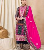 Rajgranth women's faux georgette fabric zari embroidery kurta with pants