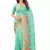 Sky Blue Zari Embroidered Moti Stone Border Net Saree With Attach Blouse Piece