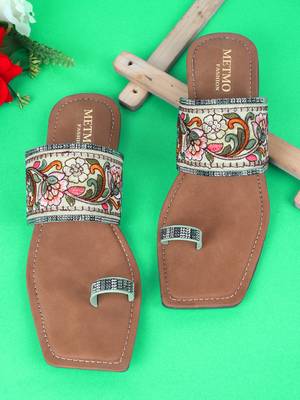 Beige & multi women's sandal 1