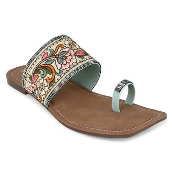 Beige & multi women's sandal 3