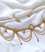 Lalso gold plated white mirror work kamarband belly chain hip chain waist belt bridal jewelry