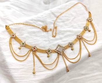 Lalso gold plated multicolour mirror work kamarband belly chain hip chain waist belt bridal jewelry 1