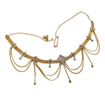 Lalso gold plated multicolour mirror work kamarband belly chain hip chain waist belt bridal jewelry 2