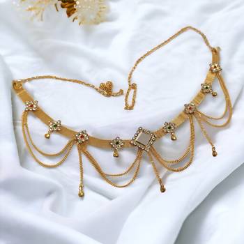Lalso gold plated multicolour mirror work kamarband belly chain hip chain waist belt bridal jewelry 3