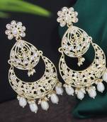 Bollywood style white color big size kundan jewellery earrings