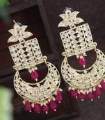 Bollywood style ruby color big size kundan jewellery earrings
