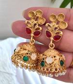 Lalso matte gold plated meenakri jhumka earring